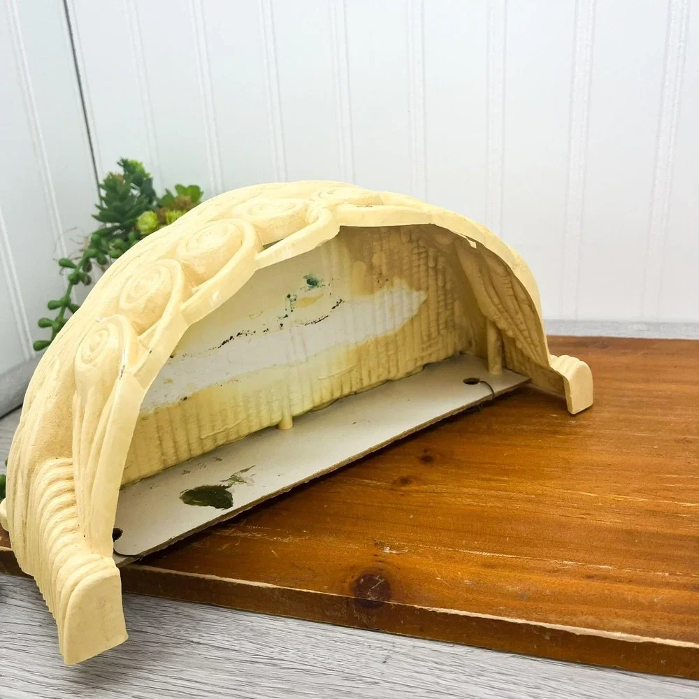 Boho Beige Burwood Plant Shelf:‎ Mid-Century Faux Wicker Decor